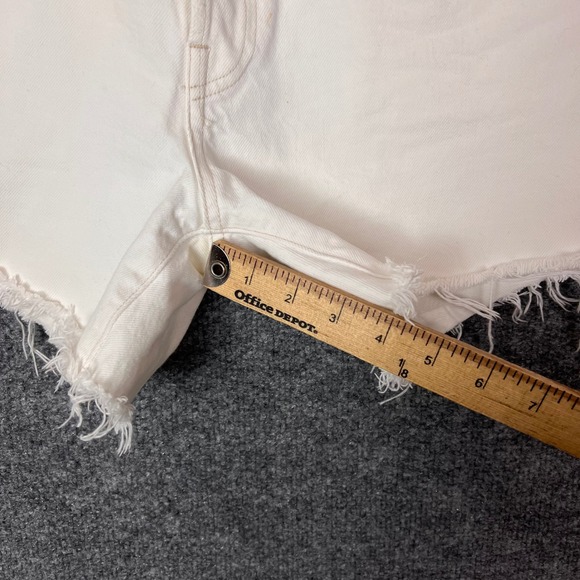 AGOLDE Parker long Denim Cut Off Shorts Button Fly Frayed Hem Womens Size 28 - Picture 8 of 11